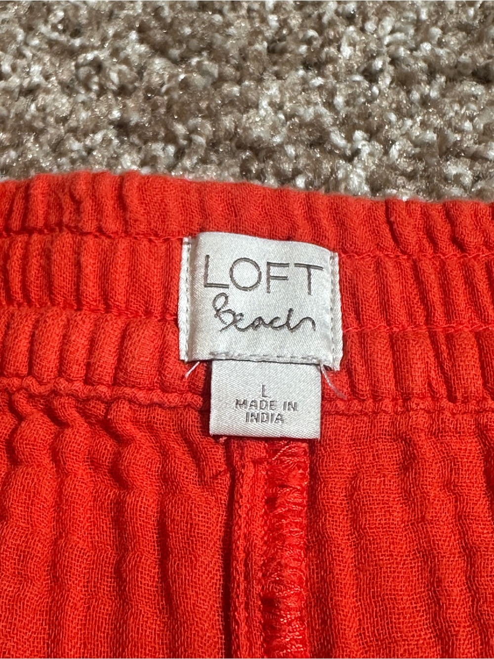 LOFT Red Waffle Drawstring Shorts - Picture 5 of 10